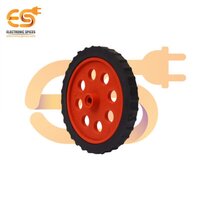 75mm x 8mm Hard plastic build rubber cover red color BO motor compatible DIY project wheel