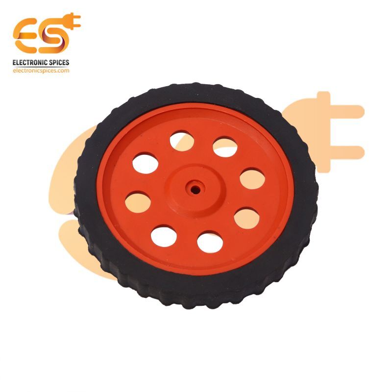 75mm x 8mm Hard plastic build rubber cover red color BO motor compatible DIY project wheel
