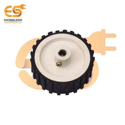 55mm x 20mm Hard plastic build rubber cover white color 6mm rod compatible disc robot wheel