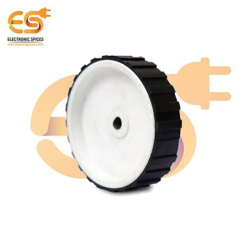 65mm x 17mm Hard plastic build rubber cover white color 6mm rod compatible DIY project wheel