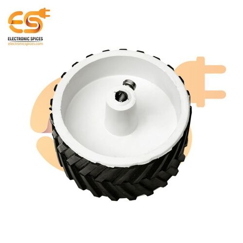 70mm x 35mm Hard plastic build rubber cover white color 6mm rod compatible robot wheel
