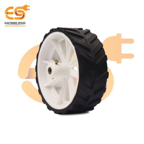 Hard plastic build rubber cover white color 6mm rod compatible robotic car wheel