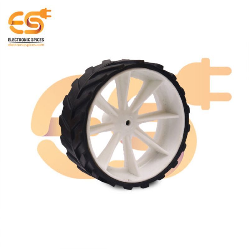Hard plastic build rubber cover white color 6mm rod compatible robotic car wheel