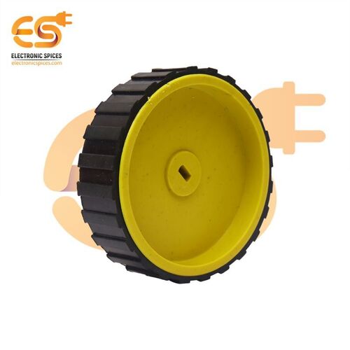 70mm x 17mm Hard plastic build rubber cover yellow color BO motor compatible disc DIY project wheel