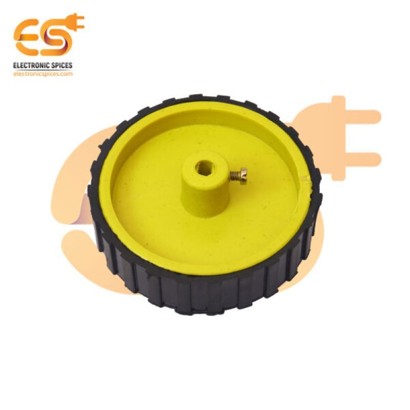 70mm x 17mm Hard plastic build rubber cover yellow color BO motor compatible disc DIY project wheel