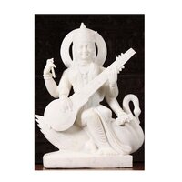 High Quality White Marble Saraswati Sculpture