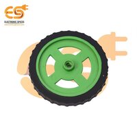 75mm x 8mm Hard plastic build rubber cover green color BO motor compatible DIY project wheel