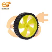 45mm x 11mm Hard plastic build rubber cover yellow color BO motor compatible toy car wheel