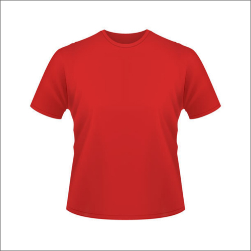 Mens Red Cotton Round Neck T-Shirt