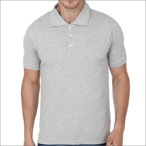 Mens Grey Collar T-shirts - Cotton Any Size Grey Color Half Sleeves Plain Pattern | Key Features: Polo Neck Male Gender Short Sleeve Style