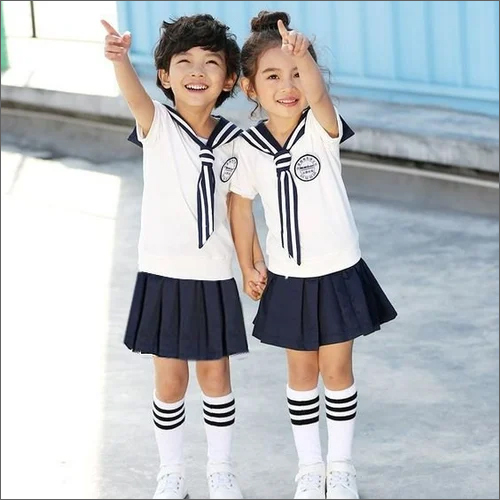 Kids Cotton School Uniform - Cotton Fabric Customized Sizes Printed Design | Washable Unisex Skin-Friendly Long Lasting