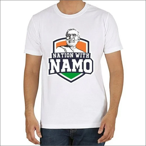 Election Campaign T-Shirts - Polyester Regular Fit White Color | Unisex Printed Pattern Short Sleeves Round Neck Design