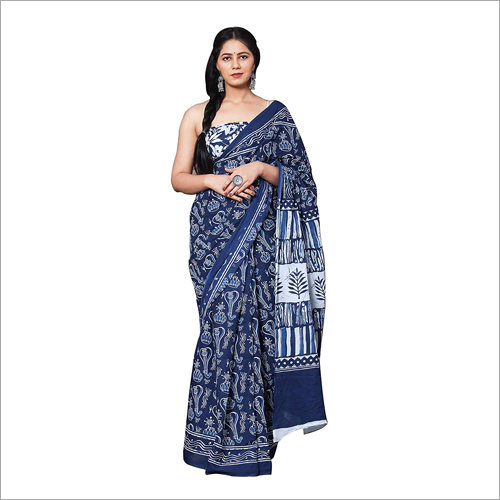 Womens Cotton Saree With Blouse