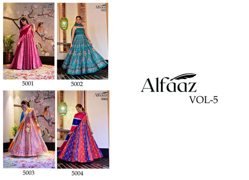Alfaaz 5 Excluisve Wear Long Gown With Dupatta (Silk)