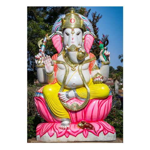White Marble Carving of Ganapathi Statue at low cost