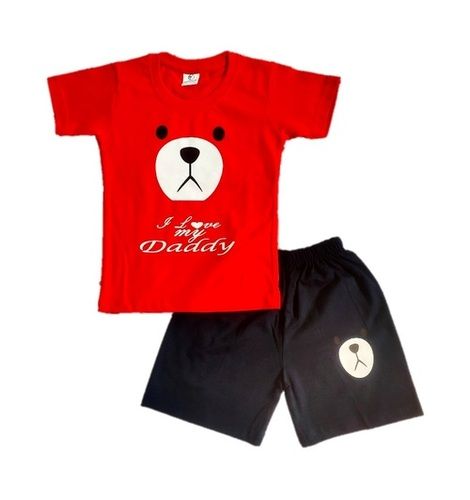 Kids Red Black Cotton Top and Pant