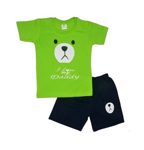 Kids Green Printed Cotton Top And Pant