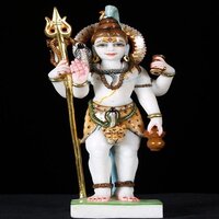 Hand Carved White Makrana Marble Shiva Statue