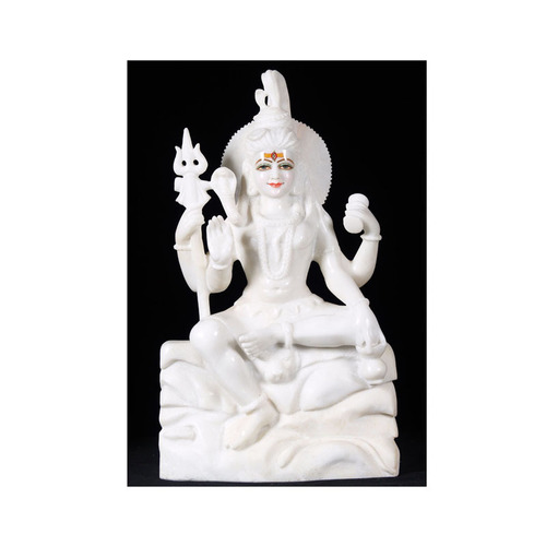 Makrana White Marble Abhaya Mudra Seated Shiva Statue