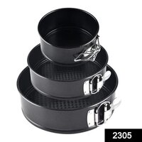 Metal Moulds For Baking Non-stick Cake Tins - Carbon Steel, 3-piece Set (18, 20 & 22 Cm) | Microwave Safe, Dishwasher Safe, Leak Proof, Round Shape