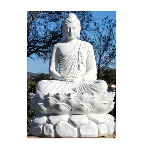 Buddha 6 Garden Statue in Carrara marble grit and white cement