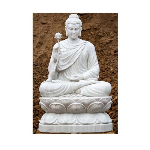 Premium Quality White Marble Padmasana Buddha Statue