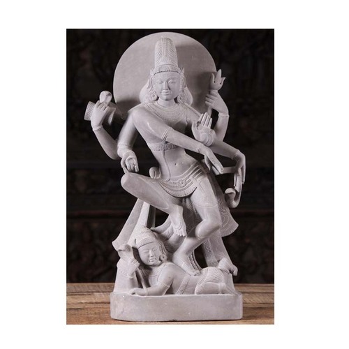 Indian Exporter of Premium Quality Hand Carved Gray Marble Carving of Lord Shiva Dancing on the Dwarf of Ignorance