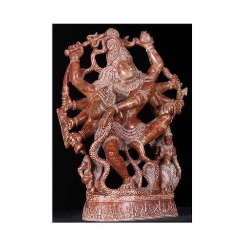 Indian Exporter of Premium Quality Red Gorora Marble Dancing Shiva with Parvati and Ganesh Sculpture for Home Decor