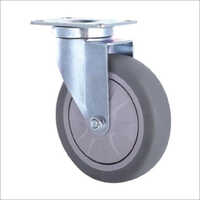 TPR Caster Wheel - 75mm/100mm/125mm Wheel Diameter, 93x63mm Plate Size | 90kg/100kg/110kg Load Capacity, Grey Color, Polished Finish