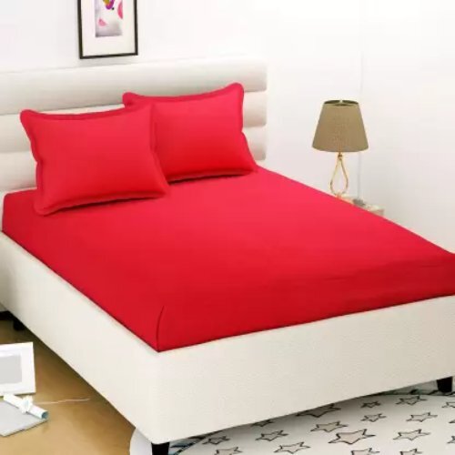 Red Polycotton Double Solid Bedsheet