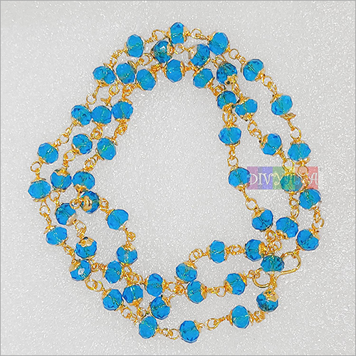 Multicoloured Crystal Beads Necklace with Storage Box Blue Golden