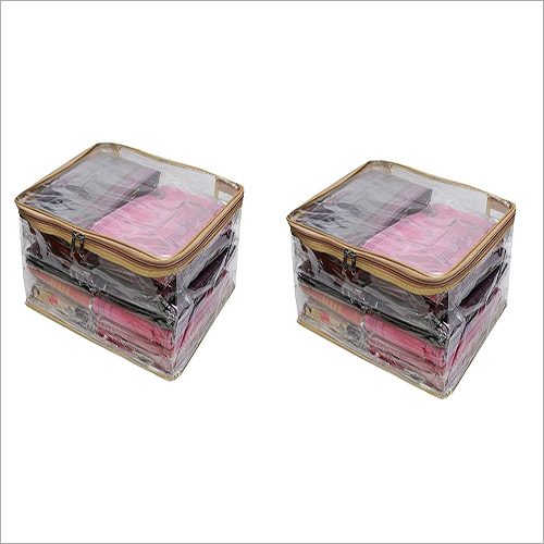 Transparent Saree Cover Multipurpose Clothes Organiser Box Plastic (Large) Set Of 2 Pcs