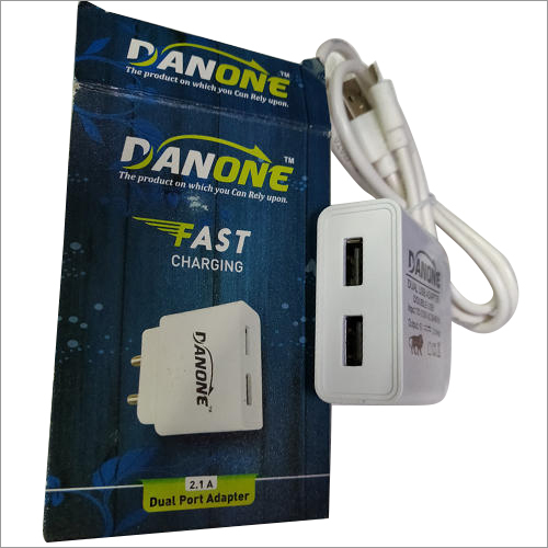 White Danone Usb Dual Port Charger