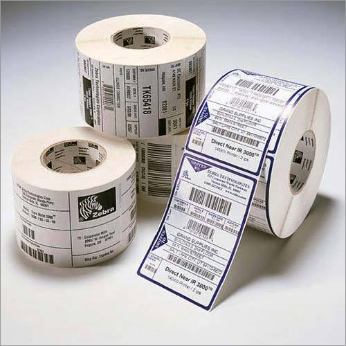 Barcode Stickers - Vinyl Material, Customized Rectangle Shape , White Color with Pressure Sensitive Adhesive