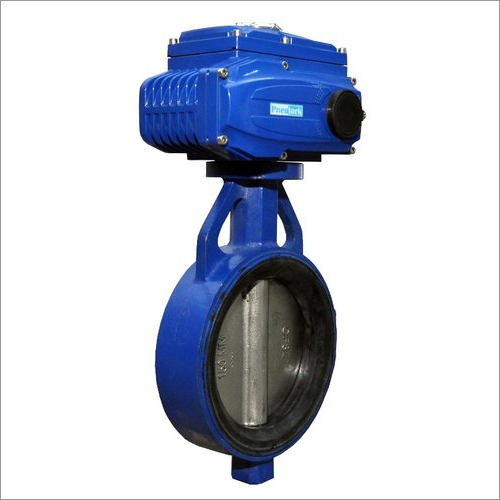 Blue Motorised Operated Butterfly Valve