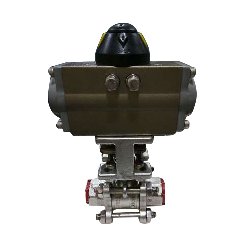 Silver-Black Ptafcsbv-15 Pneumatic Actuator Operated Forged Carbon Ball Valve