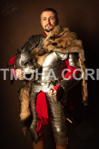Medieval Steel Half Body Armour Roman Legatus Cuirass With Vendel Chain Helmet / Gothic Armor Suit HA0003