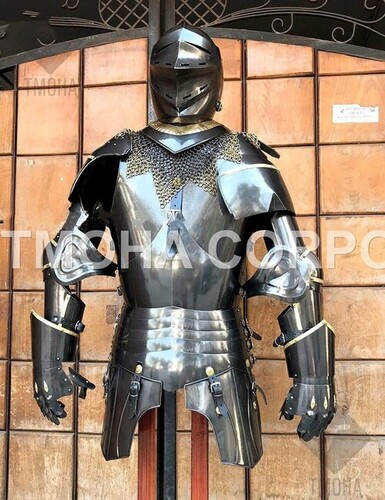 Medieval Steel Half Body Armour Roman Legatus Cuirass With Vendel Chain Helmet / Gothic Armor Suit HA0005
