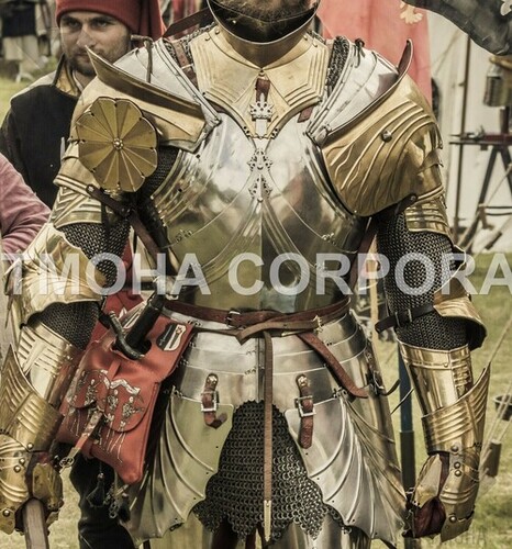 Medieval Steel Half Body Armour Roman Legatus Cuirass With Vendel Chain Helmet / Gothic Armor Suit HA0007
