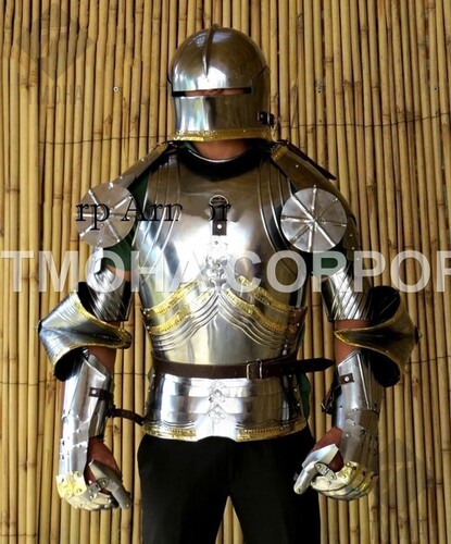 Medieval Steel Half Body Armour Roman Legatus Cuirass With Vendel Chain Helmet / Gothic Armor Suit HA0008