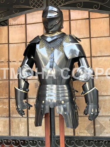 Medieval Steel Half Body Armour Roman Legatus Cuirass With Vendel Chain Helmet / Gothic Armor Suit HA0010