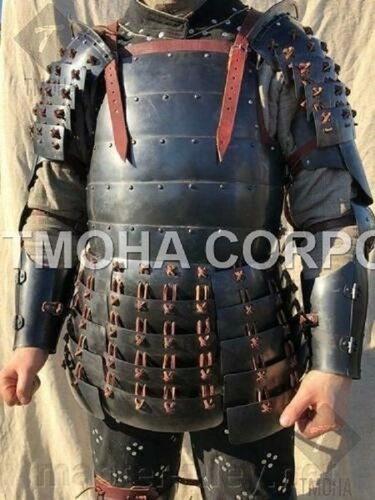 Medieval Steel Half Body Armour Roman Legatus Cuirass With Vendel Chain Helmet / Gothic Armor Suit HA0016