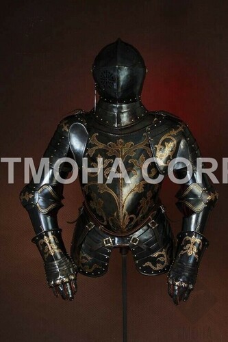 Medieval Steel Half Body Armour Roman Legatus Cuirass With Vendel Chain Helmet / Gothic Armor Suit HA0024