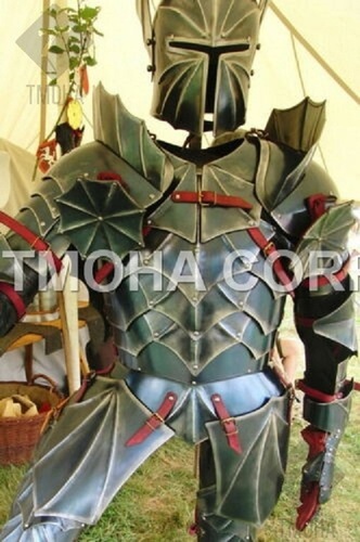 Medieval Steel Half Body Armour Roman Legatus Cuirass With Vendel Chain Helmet / Gothic Armor Suit HA0029