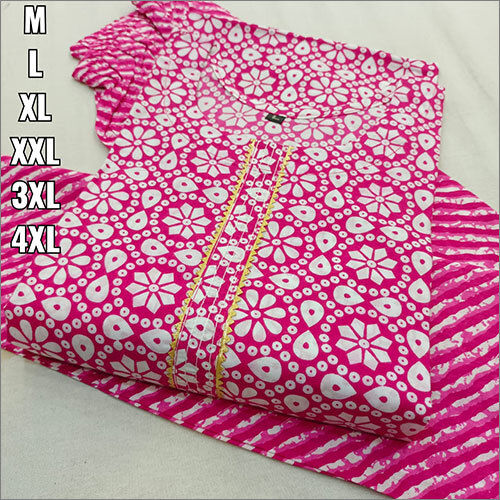 Printed Ladies Pink Cotton Suit