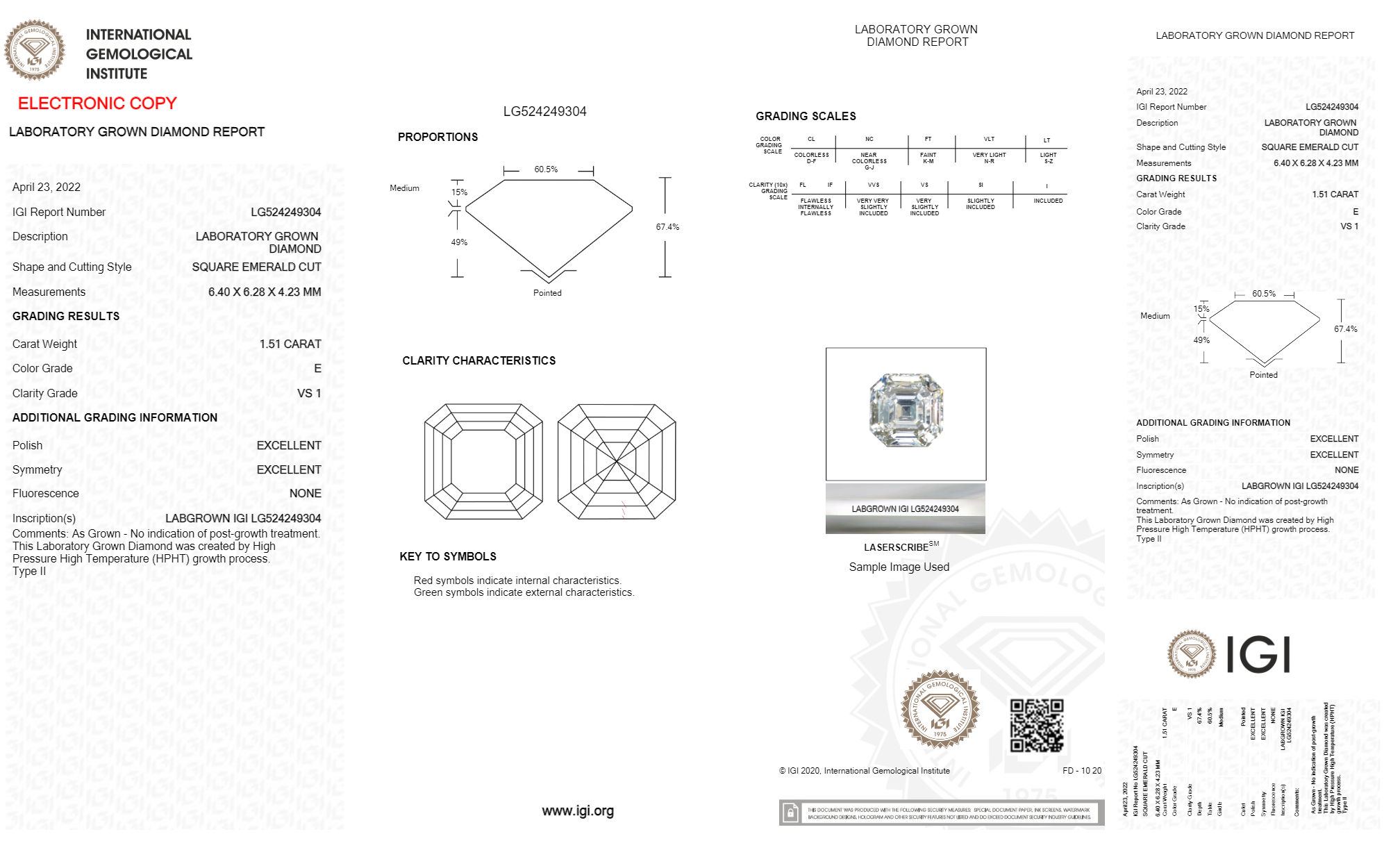 Round 5.04ct G  VS1 IGI Certified  Lab Grown Diamond EC2054