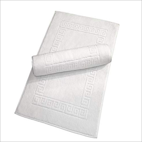 Bath Mat - White Color, Square Shape | Plain Dyed, Suitable for Hotel Use