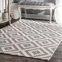 Sufiya Carpet Handmade Woolen Loop Pile Tufted Carpet - Wool Material, Size 3x5 To 9x12 Inches, Color White & Black , Non-slip, Easy To Clean, Hand Washable