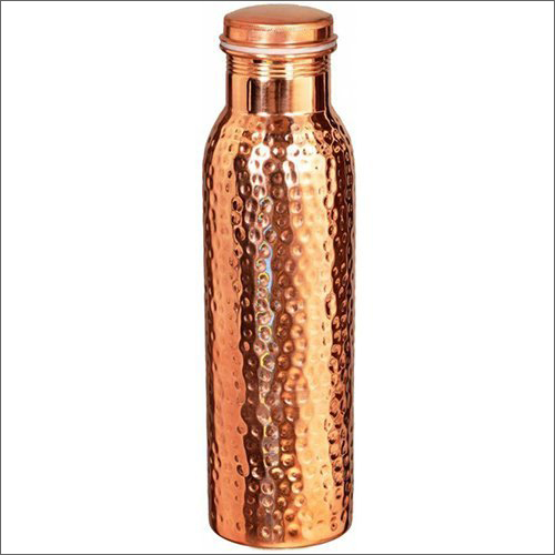 Hammered Copper Bottle - 1000Ml Capacity Polished Gold Finish | BPA Free Antimicrobial Durable Unbreakable Eco-Friendly Design