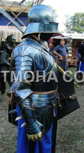 Medieval Steel Half Body Armour Roman Legatus Cuirass With Vendel Chain Helmet / Gothic Armor Suit HA0035